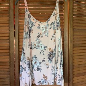 Pink flowered cotton tank